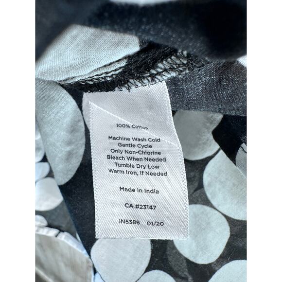 Talbots Blouse Womens L Black White Semi Sheer Ruffle Neck Lightweight Pullover - Picture 7 of 7